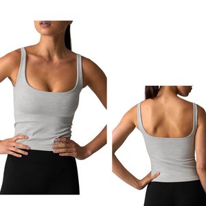 Custom Wholesale Women Body Fit Square Neck Sleeveless Tank Top Soft <b>Stretch</b> Casual Yoga Gym Camisole Slim Activewear - Product Image 1