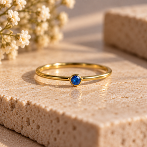 Gold Plated <b>Stainless</b> <b>Steel</b> Birthstone <b>Ring</b> Thin Zircon Dainty <b>Women</b> Band <b>for</b> Wedding Party Gift - Product Image 1