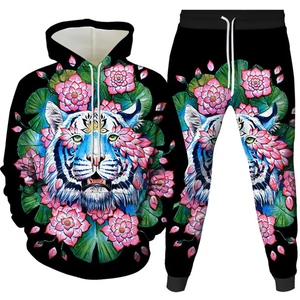 Conjunto de Dos Piezas Retro Vintage para Mujer, Sudadera con Capucha y Pantalones Anchos Cortos, Ropa Deportiva Informal de Poliéster/Algodón - Product Image 3