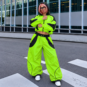 Private Label 180 GSM <b>Womens</b> Windbreaker <b>Suit</b> Polyester Windbreaker <b>Track</b> Set <b>for</b> Fashion Retailers - Product Image 4