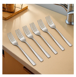Ensemble de fourchettes à dîner en acier inoxydable, 6 pièces, poli miroir, résistant à la rouille, manche long, compatible lave-vaisselle - Product Image 1