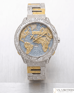 Reloj Deportivo VALA'S con Mapa del Mundo, 39 mm, Analógico, Cuarzo, Cristal de Zafiro, Movimiento ETA, Correa de Acero Inoxidable, Resistente al Agua, Lujoso, Unisex - Product Image 1