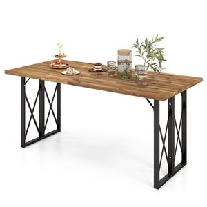 Tavolo da Pranzo Rettangolare da Esterno in Legno di Acacia da 67 Pollici con Foro per Ombrellone - Product Image 5