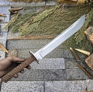 Cuchillo de caza con hoja de acero al carbono, mango de madera, filo recto, grado DIY, hoja única, para uso en exteriores - Product Image 1