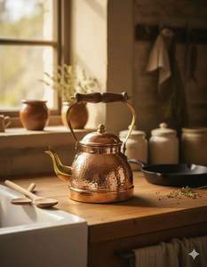 Bouilloire à thé en cuivre durable pour la cuisine, avec base renforcée, poignée ergonomique et finition métallique élégante, idéale pour les amateurs de brassage maison. - Product Image 6