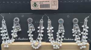 Indian Oxidized <b>Silver</b> Mirror Work Jhumka <b>Earrings</b> Pearl <b>Chain</b> Bahubali Kaan <b>Chain</b> Dangle Jewelry Bulk Wholesale Pair - Product Image 4