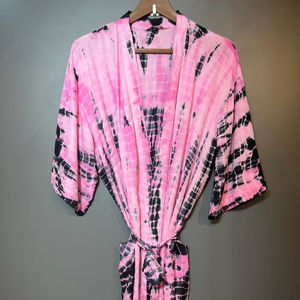 Bata Kimono con Estampado de Dibujos Animados para Mujer, de Algodón Suave y Transpirable, Camisón de Verano Hecho a Mano, ODM, Cuello en V, Cintura Elástica, Largo hasta la Rodilla - Product Image 1