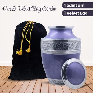 Silver Engraved Cremation <b>Urn</b> for Human Ashes Adult Funeral <b>Urn</b> Handcrafted - <b>Large</b> Burial <b>Urn</b> for Human Ashes Bag Included - Product Image 3