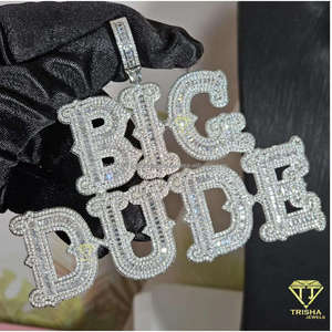 Collier pendentif personnalisé « DRE » en moissanite, chaîne cubaine, bijoux hip-hop bling pour hommes et femmes - Product Image 5
