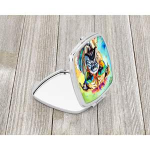 Bullmastiff Hippie Dawg, espejo de maquillaje de mano plegable compacto, espejo de viaje decorativo portátil para mujeres y niñas, regalo de bolsillo - Product Image 2