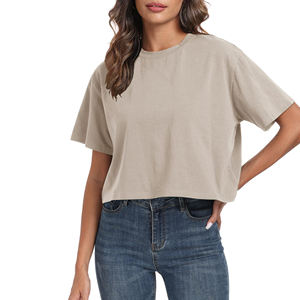 Camiseta Deportiva Corta para Mujer, Manga Corta, Estilo Cuadrado, para Atletismo, Deportes, Running, Camisetas Holgadas para Mujer - Product Image 1