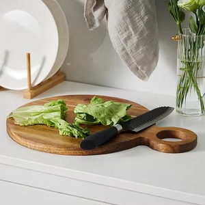 Planche à découper ronde en bois d'acacia avec poignée, planche à fromage en bois écologique pour la cuisine, charcuterie, passe au lave-vaisselle - Product Image 2
