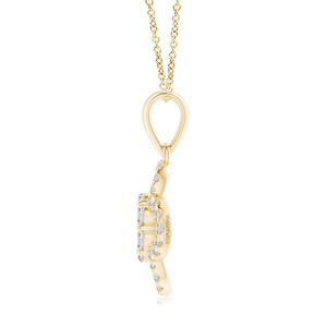 จี้เพชรทรงโคลเวอร์ประดับเพชรแล็บโกรว์ ดีไซน์ดอกไม้ ทอง 10K 14K 18K เงิน 925 935 ชุบโรเดียม สำหรับงานแต่งงานและหมั้น แรงบันดาลใจจากธรรมชาติ - Product Image 4