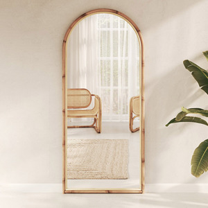 Espejos decorativos de pared de ratán hechos a mano, bohemios, de cuerpo completo, venta directa de fábrica, precio más bajo - Product Image 1