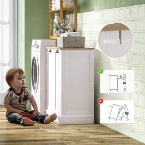 Mobiletto Portabiancheria in Rattan con Doppia Apertura a Ribalta, 2 Cesti Rimovibili da 5L, Moderno Contenitore per Bagno con Ante Stile Shaker e Maniglie - Product Image 6