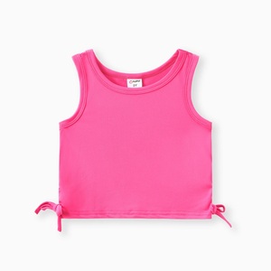 Ensembles sportifs d'été pour enfants, vêtements en polyester et spandex pour petites filles, 2 pièces, débardeur et short avec nœud papillon - Product Image 5