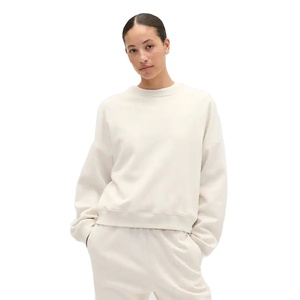 Sweat pour femme de couleur unie à la mode Sweat-shirt à col rond en mélange de coton ultra doux pour un look de style de rue - Product Image 1