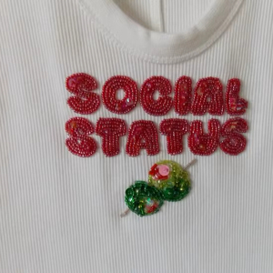 Vest Shirt Olive Embroidery Patch Summer Apparel Casual Inner Underwear Clothing Women <b>Beaded</b> Tank Top Cotton Ribbed Sleeveless - Product Image 1