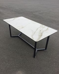 Modern <b>Round</b> Marble Coffee <b>Table</b> With Metal Frame Contemporary Living Room Furniture - Product Image 2