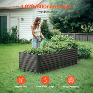 Fioriera Ovale Rialzata in Metallo Zincato 6 x 3 Piedi, Vaso da Giardino Esterno con Fondo Aperto, Grande Contenitore per Giardinaggio - Product Image 2