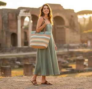 Daily Use Women Straw Bucket Raffia <b>Bag</b> Single Shoulder Strap Waterproof Large Capacity Beach Vacation Sand <b>Bag</b> - Product Image 6