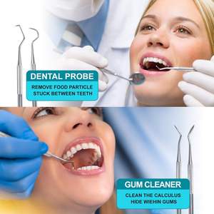 Kit d'hygiène dentaire manuel 6 pièces en acier inoxydable : grattoir, cure-dents, miroir, pince à épiler – Autoclavable et très résistant - Product Image 5