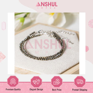 Exclusiva Pulsera de Tobillo de Cristal de Pirita Facetada de Grado AAA, Elástica, de 3 mm, Longitud Ajustable, Unisex, para Compromiso - Product Image 3