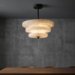 Modern Marble Pendant <b>Light</b> Layered Chandelier Alabaster <b>Ceiling</b> Lamp for Living Room Villa Dining Area All Seasons Indoor Use - Product Image 2
