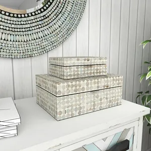 Joyero de la mejor calidad con incrustaciones de fregona, caja de MDF rectangular de color natural para almacenamiento y regalos elegantes - Product Image 6