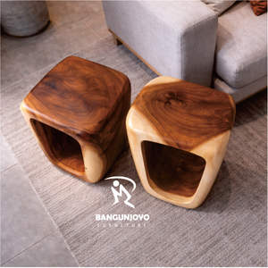 Tabouret minimaliste réglable en bois massif, meubles de salon avec design personnalisable - Product Image 4