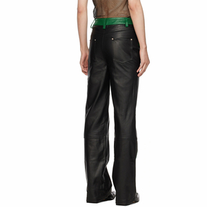 Pantalon en PU pour homme, taille mi-haute, style hip-hop, personnalisé, haute qualité, écologique, avec bandes latérales rouges, en tissu velours côtelé, devant plat, avec logo, collection 2026 - Product Image 2