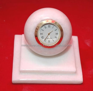 Horloge de bureau et de table moderne en marbre blanc par Indian Artisan Awards-Winning Handicraft Quartz Display for Office Home Decor - Product Image 2