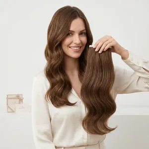 100% Remy Weft Wavy <b>Brown</b> Hair Natural Wave Texture Human Weft Hair - Product Image 4