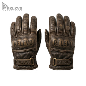 Gants de moto vintage en cuir véritable pour homme, marron vieilli, protection rigide des articulations en cuir de vachette véritable pour la conduite à moto - Product Image 2