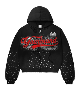เสื้อฮู้ดดี้โอเวอร์ไซส์แบรนด์ของคุณ  ตกแต่งด้วยคริสตัลสีแดง สไตล์สตรีทแวร์ ยูนิเซ็กส์ พิมพ์ลายโลโก้ด้านหน้า แขนเสื้อแบบปกติ ผ้าเฟรนช์เทอร์รี่ - Product Image 3