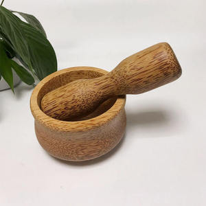 Handmade Brown Natural Mango Wood Mortar and Pestle <b>Grinder</b> Round Kitchen Tool for <b>Herbs</b> and Spices - Product Image 3