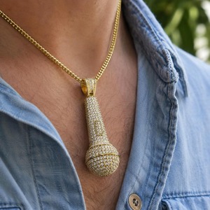 ICEQ JEWELLERY Micro Pave Moissanite Microphone Pendant 925 Silver Rhodium Plated Hip Hop Luxury Themed Charm Unisex Everyday - Product Image 5