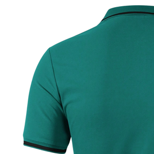 Camisa de Piqué Sólida para Hombre, Manga Corta, Casual, para Golf y Tenis, con Bolsillo en el Pecho, Cuello en Contraste, Transpirable, para Verano - Product Image 4