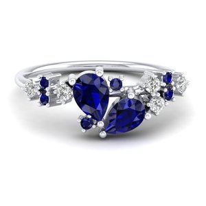 Bagues de fiançailles REYES en argent sterling 925 avec moissanite, bijoux fins à la mode en or 14 carats et saphir bleu pour femmes - Product Image 5