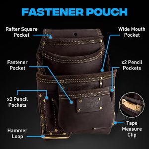 Brown <b>Leather</b> <b>Tool</b> Belt With Adjustable Straps And Multiple Pockets For Universal <b>Tool</b> Storage - Product Image 4