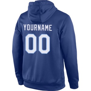 Sweat-shirt à capuche sport personnalisé blanc-bleu roi, imprimé 3D en relief, épais, pour homme, vente en gros, collection printemps - Product Image 3