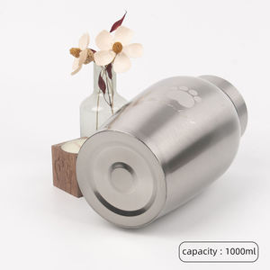 Urna para Mascotas de Acero Inoxidable de 1000 ml, Recipiente Conmemorativo para Cenizas de Perros con Grabado de Huella, Diseño Rectangular Moderno, Metal Duradero - Product Image 1
