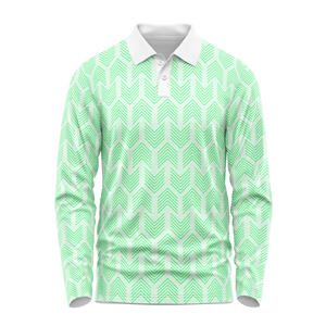 Polo à manches longues pour hommes, vente en gros, design personnalisé, polo de golf bleu à motifs de qualité supérieure, polo de sport respirant et à séchage rapide pour marque - Product Image 6