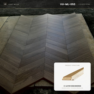 Parquet Chevron contemporain en chêne blanc, 18 mm d'épaisseur, à rainures et languettes, pour salle de sport - Product Image 1