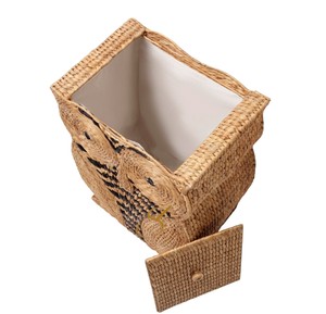 Owl Water Hyacinth Storage <b>Basket</b> <b>with</b> <b>Lid</b> Woven Animal Laundry Hamper Cute Woodland Nursery Toy Organizer - Product Image 2