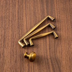 Juego de tiradores y pomos vintage de latón pulido con base cónica para puertas de cocina, herrajes modernos para muebles - Product Image 5