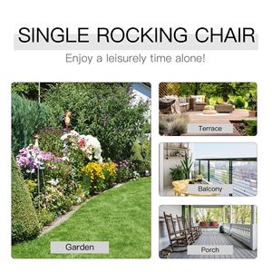 Sedia a dondolo in legno naturale per esterni, giardino, patio, balcone, portico, con schienale alto e braccioli, pieghevole, per cortile e spiaggia - Product Image 6