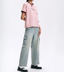 เสื้อยืดแฟชั่นผู้ชาย แขนยาว สีพื้น 100% โพลีเอสเตอร์ สีชมพู/กรมท่า คอตั้ง ปรับแต่งได้ เสื้อยืดแบบยูนิเซ็กซ์ - Product Image 1