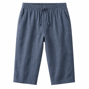 Pantalon Capri Décontracté pour Homme en Mélange Lin et Coton, Taille Haute Unie avec Cordon de Serrage, Léger, Respirant, Écologique, Coupe Ample pour la Plage - Product Image 3