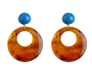 Boucles d'oreilles créoles géométriques en résine de haute qualité, forme triangulaire orange en acrylique, bijoux fantaisie vintage pour femme - Product Image 2